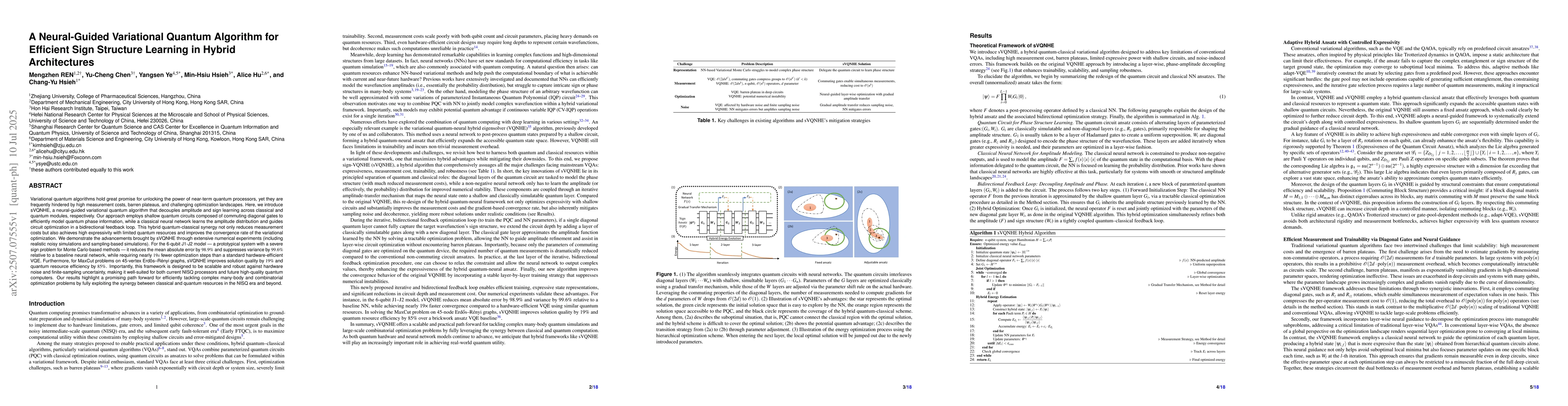 Thumbnail for A Neural-Guided Variational Quantum Algorithm for Efficient Sign
  Structure Learning in Hybrid Architectures
