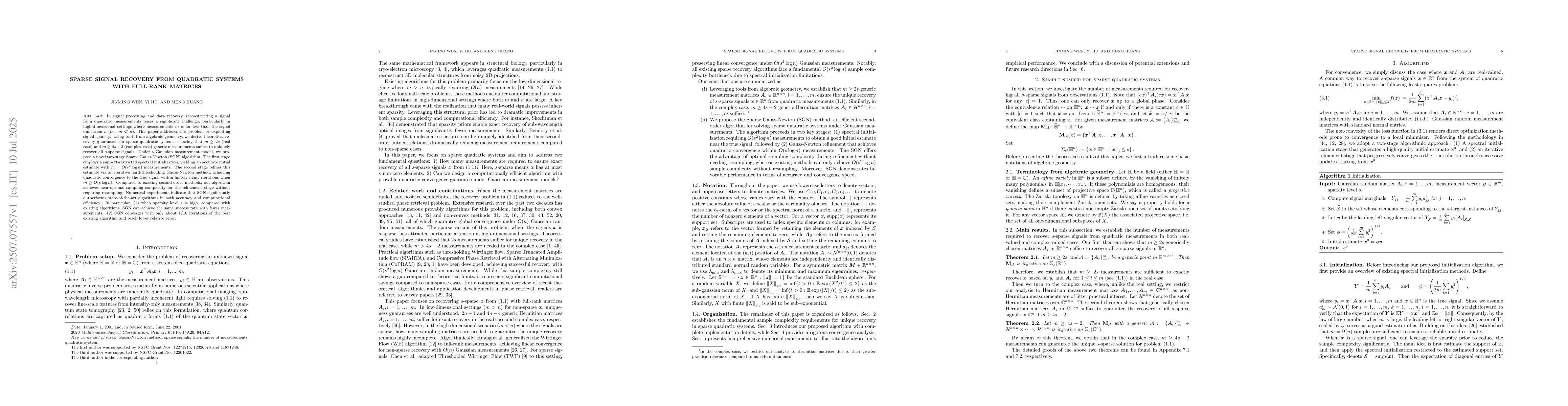 Thumbnail for Sparse Signal Recovery From Quadratic Systems with Full-Rank Matrices
