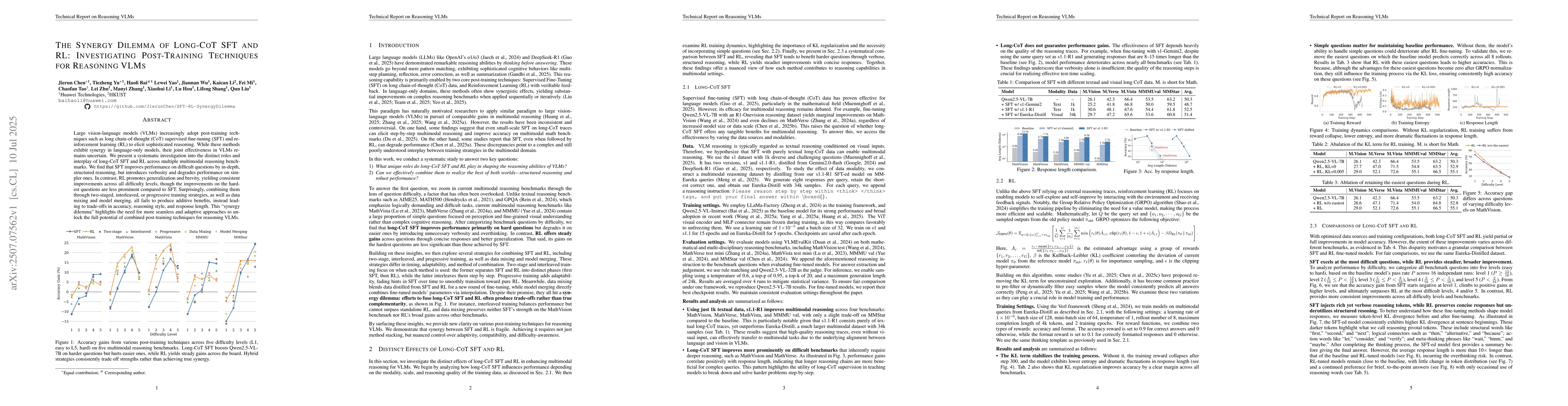 Thumbnail for The Synergy Dilemma of Long-CoT SFT and RL: Investigating Post-Training
  Techniques for Reasoning VLMs