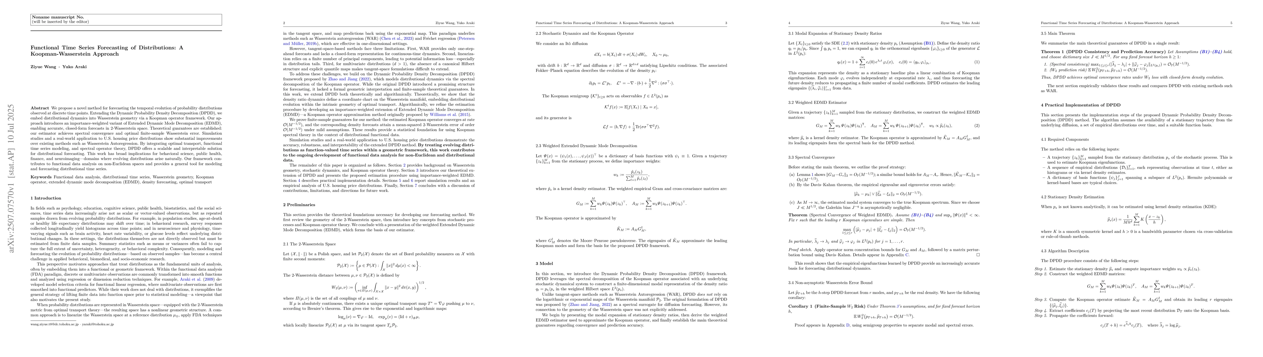 Thumbnail for Functional Time Series Forecasting of Distributions: A
  Koopman-Wasserstein Approach