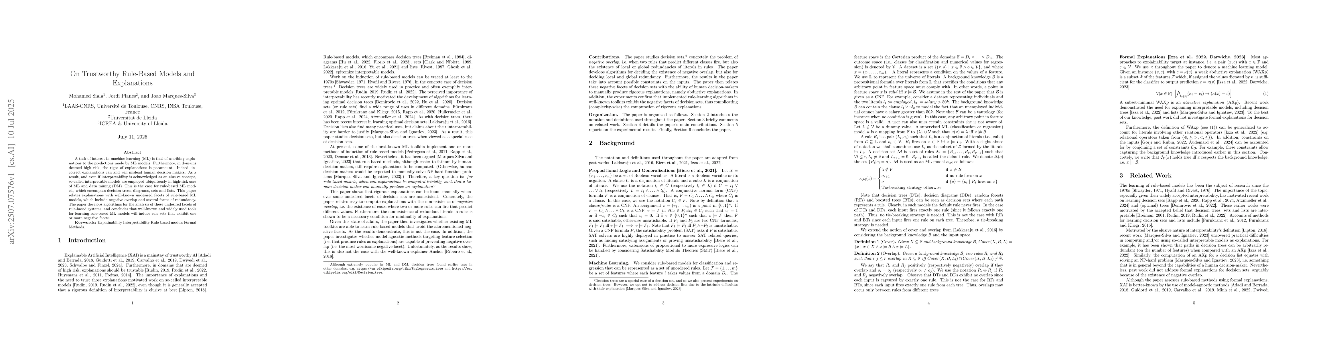 Thumbnail for On Trustworthy Rule-Based Models and Explanations