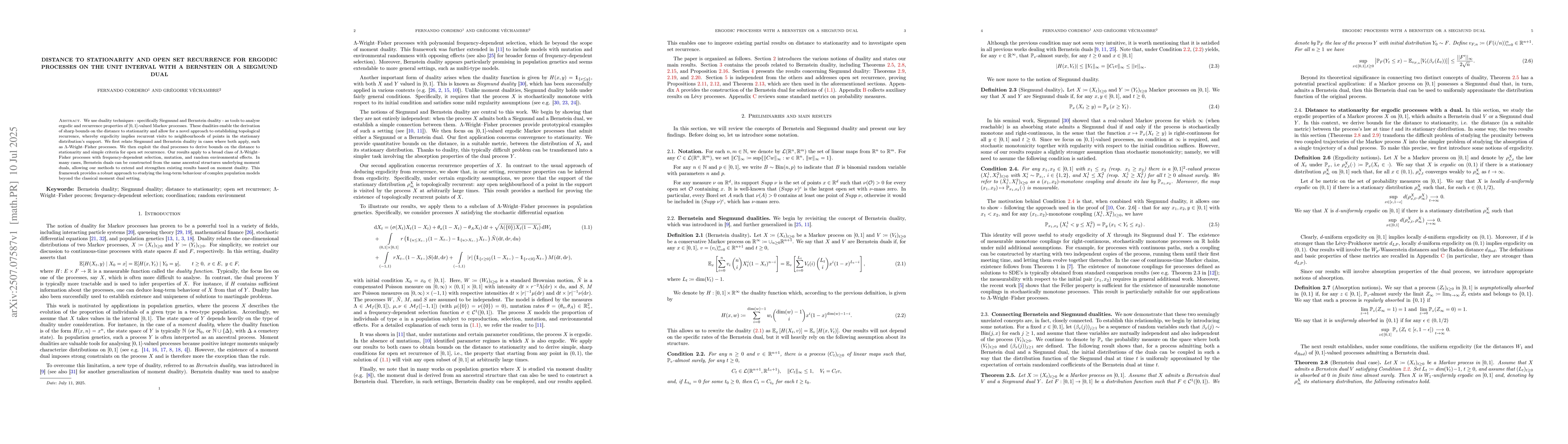 Thumbnail for Distance to stationarity and open set recurrence for ergodic processes
  on the unit interval with a Bernstein or a Siegmund dual