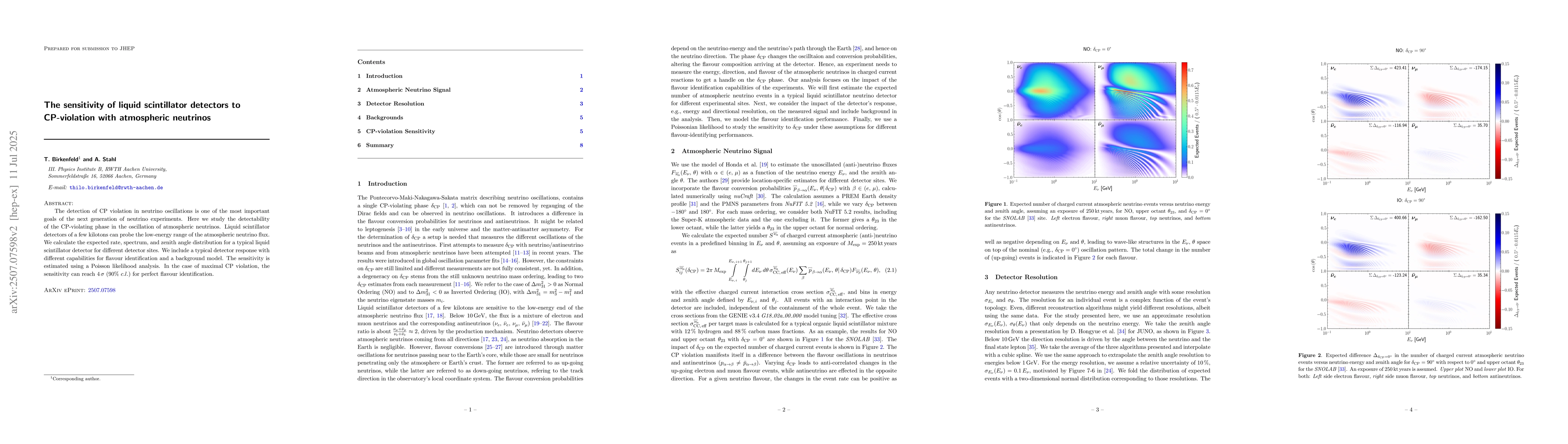 Thumbnail for The sensitivity of liquid scintillator detectors to CP-violation with
  atmospheric neutrinos