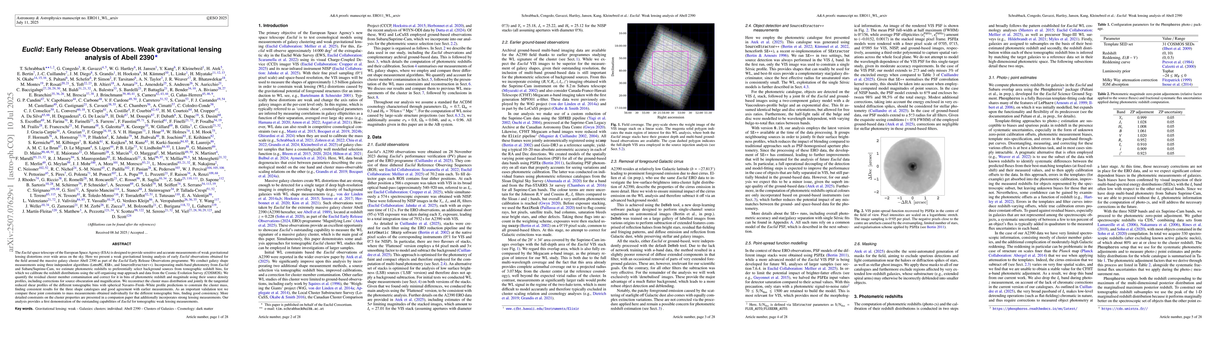 Thumbnail for Euclid: Early Release Observations. Weak gravitational lensing analysis
  of Abell 2390
