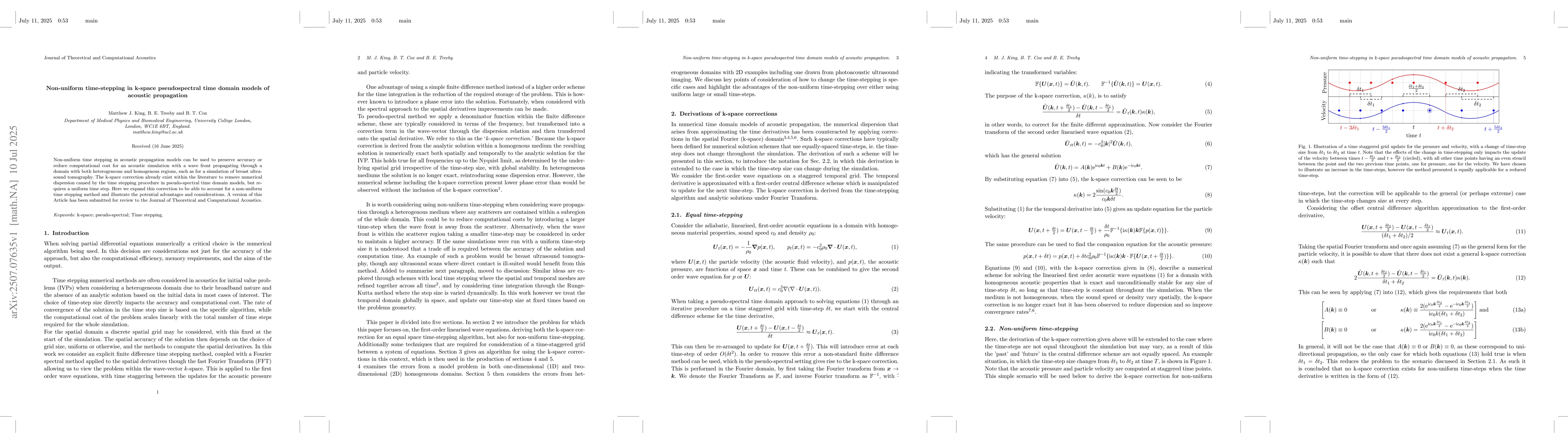 Thumbnail for Non-uniform time-stepping in k-space pseudospectral time domain models
  of acoustic propagation