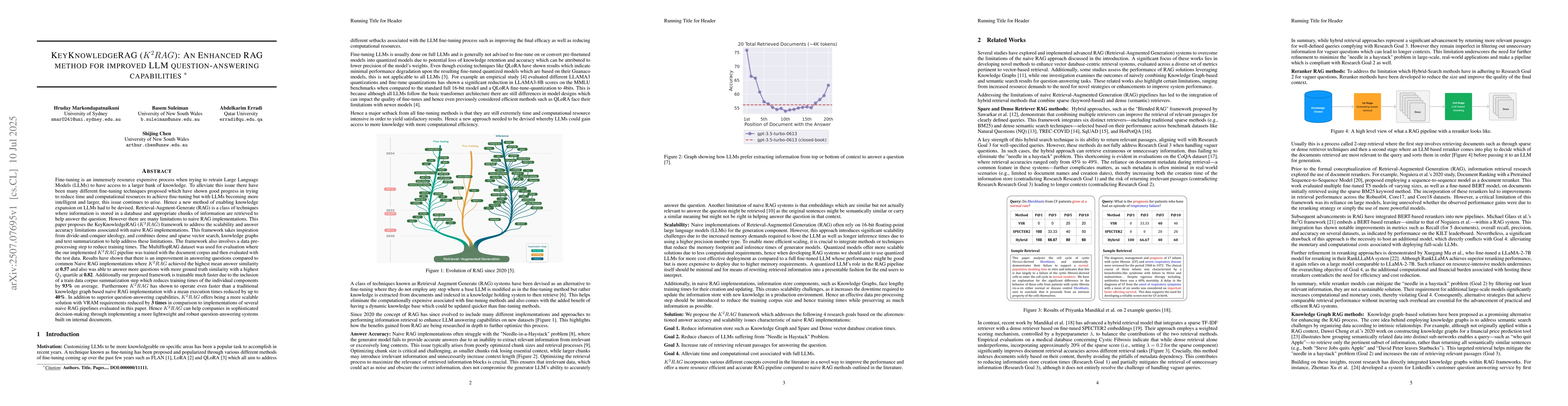 Thumbnail for KeyKnowledgeRAG (K^2RAG): An Enhanced RAG method for improved LLM
  question-answering capabilities
