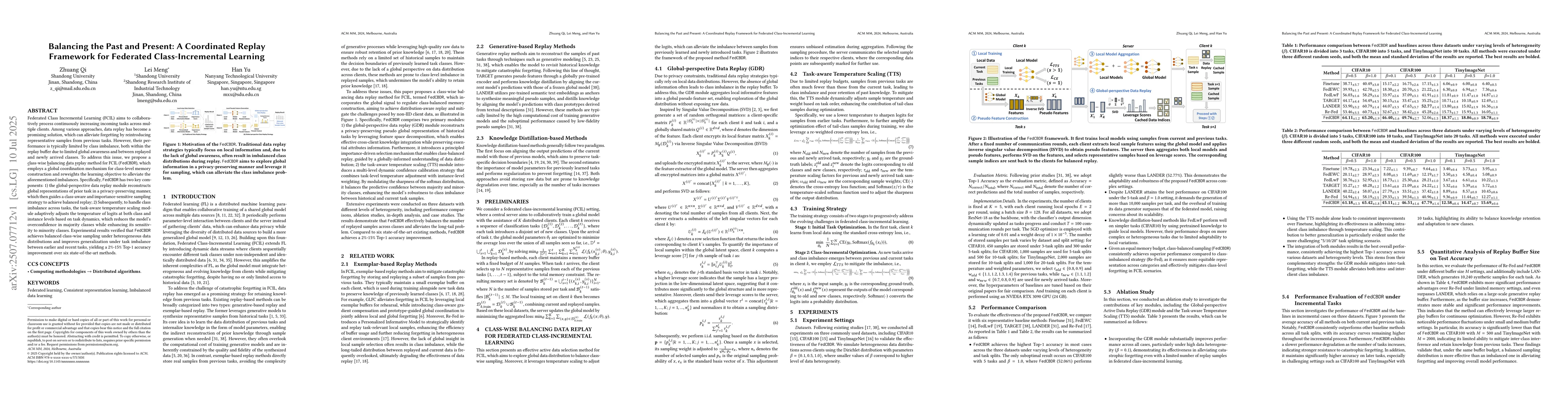 Thumbnail for Balancing the Past and Present: A Coordinated Replay Framework for
  Federated Class-Incremental Learning