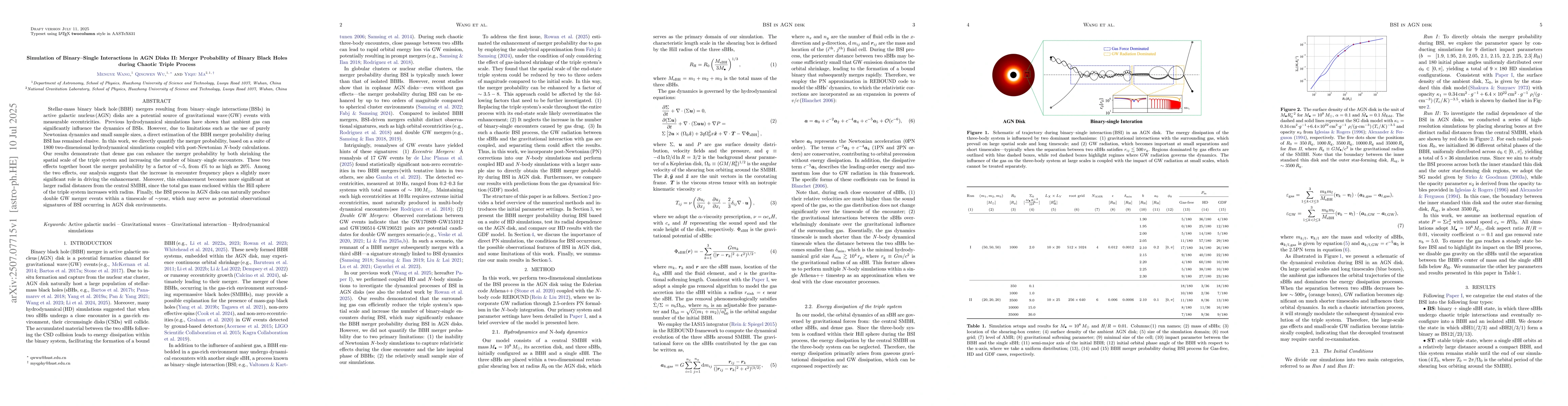 Thumbnail for Simulation of Binary-Single Interactions in AGN Disks II: Merger
  Probability of Binary Black Holes during Chaotic Triple Process