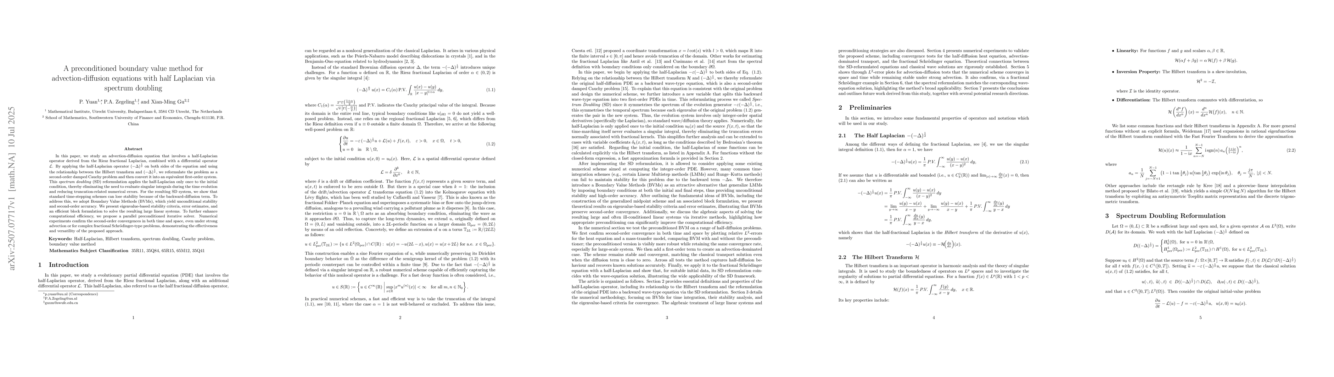 Thumbnail for A preconditioned boundary value method for advection-diffusion equations
  with half Laplacian via spectrum doubling