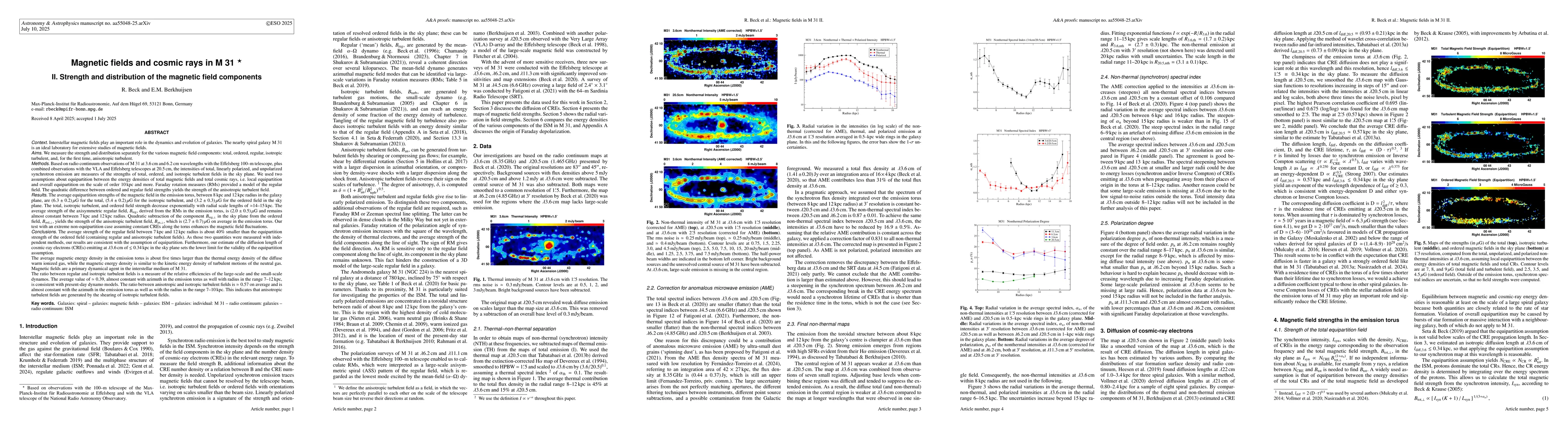 Thumbnail for Magnetic fields and cosmic rays in M31. II. Strength and distribution of
  the magnetic field components