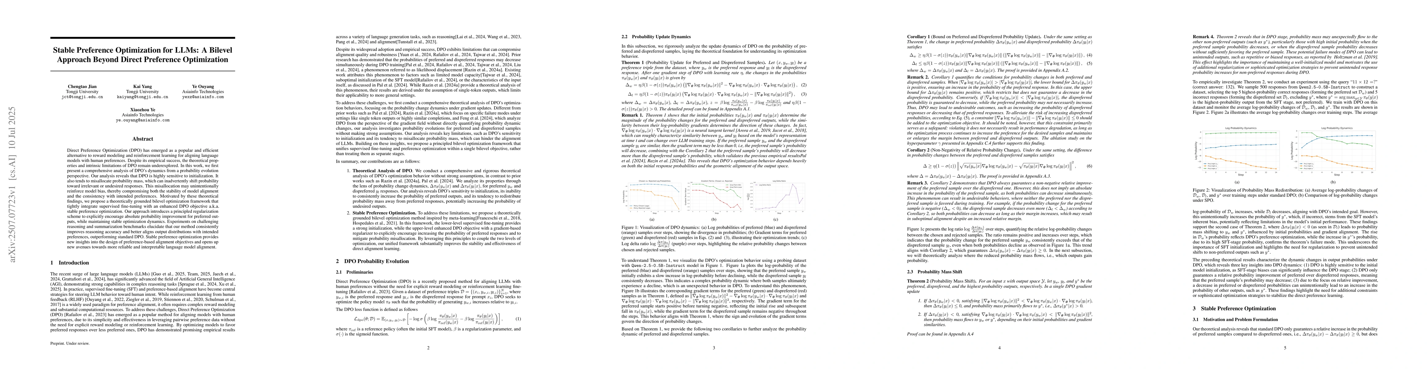 Thumbnail for Stable Preference Optimization for LLMs: A Bilevel Approach Beyond
  Direct Preference Optimization