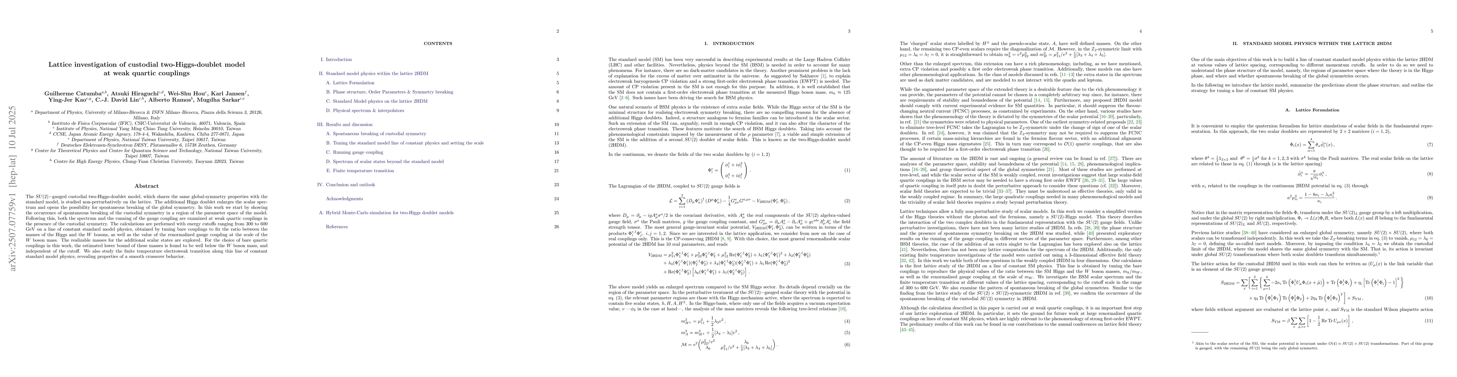 Thumbnail for Lattice investigation of custodial two-Higgs-doublet model at weak
  quartic couplings