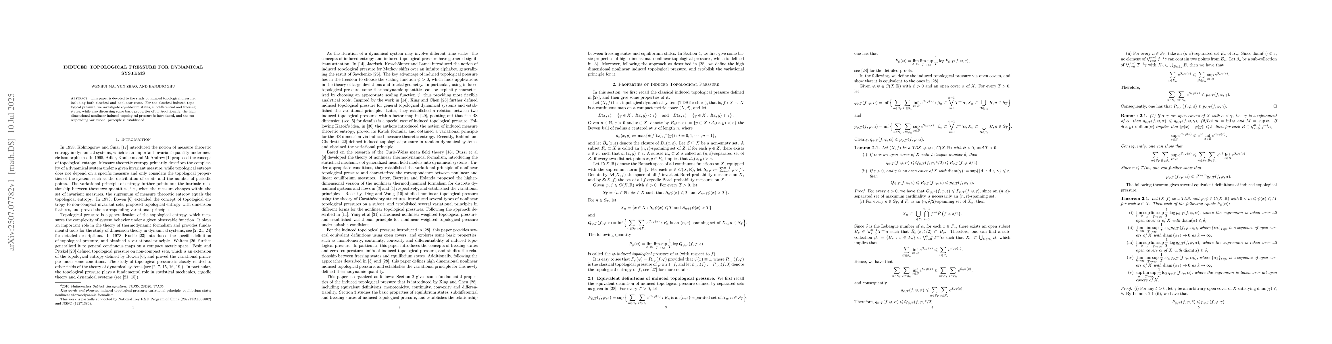 Thumbnail for Induced Topological Pressure for Dynamical Systems