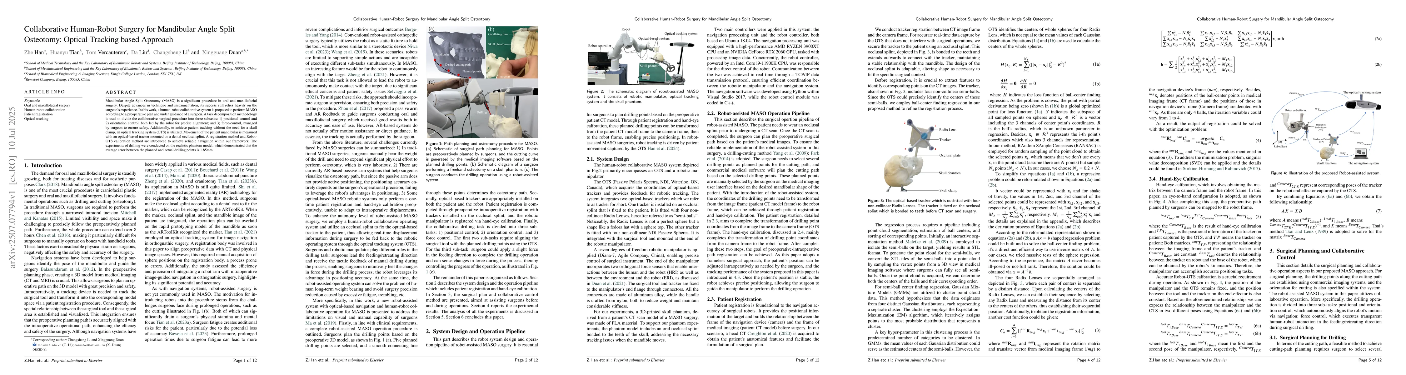 Thumbnail for Collaborative Human-Robot Surgery for Mandibular Angle Split Osteotomy:
  Optical Tracking based Approach