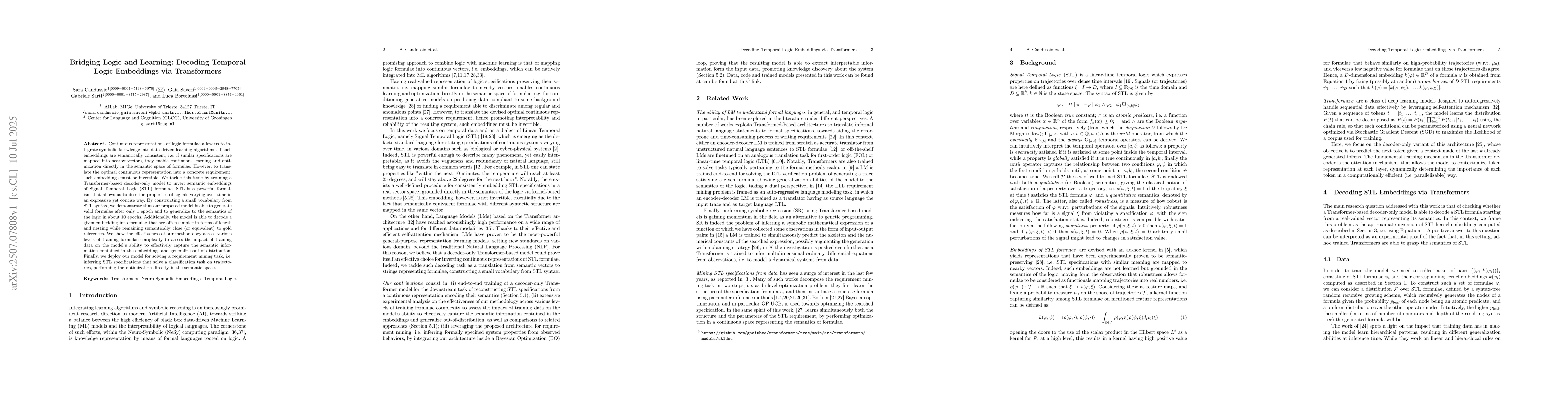 Thumbnail for Bridging Logic and Learning: Decoding Temporal Logic Embeddings via
  Transformers