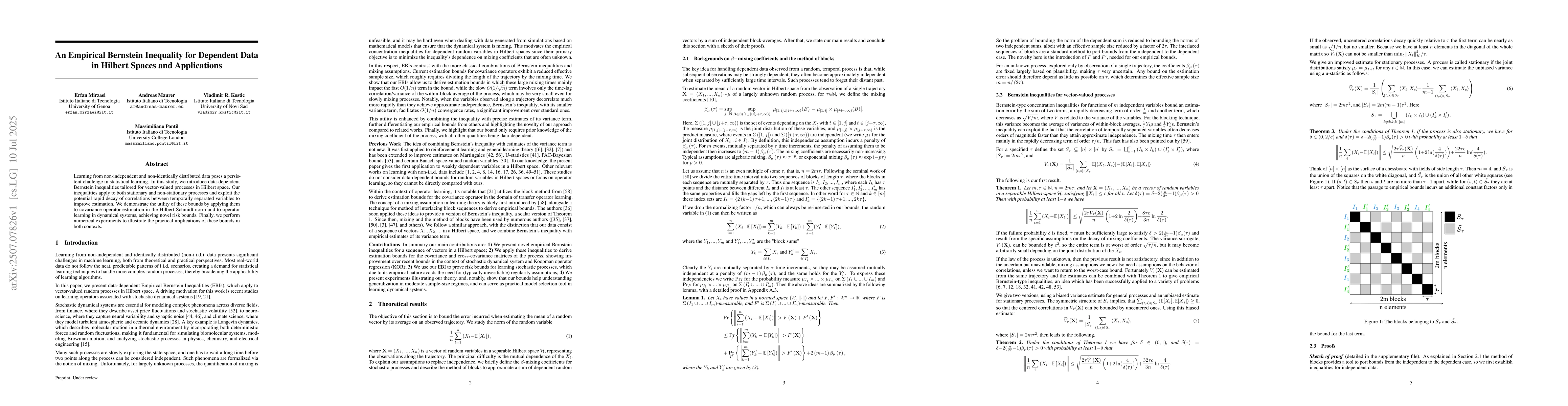 Thumbnail for An Empirical Bernstein Inequality for Dependent Data in Hilbert Spaces
  and Applications