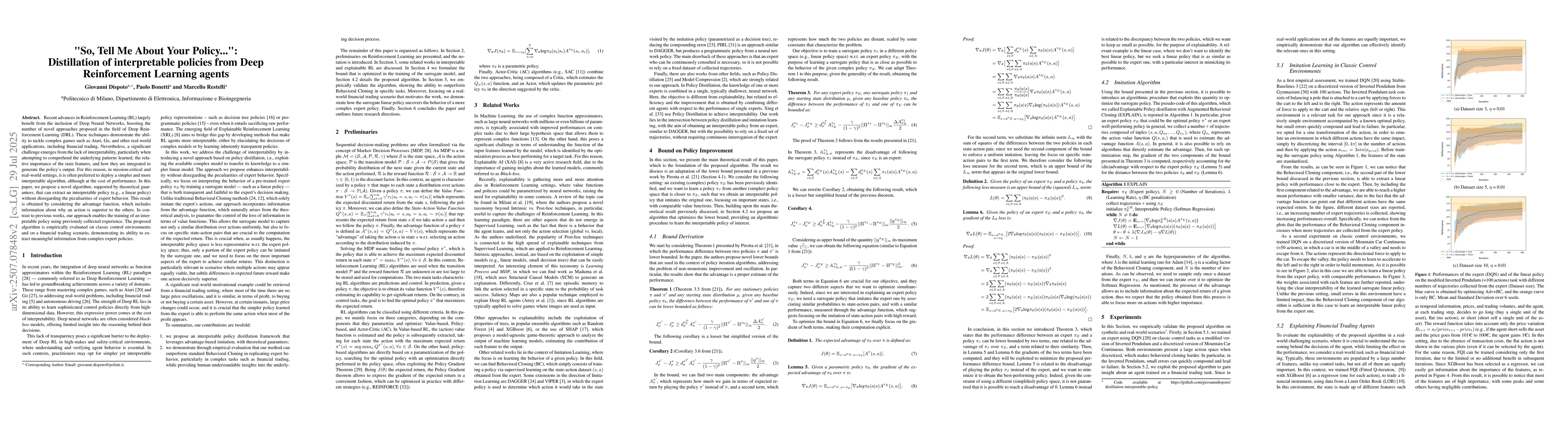 Thumbnail for "So, Tell Me About Your Policy...": Distillation of interpretable
  policies from Deep Reinforcement Learning agents