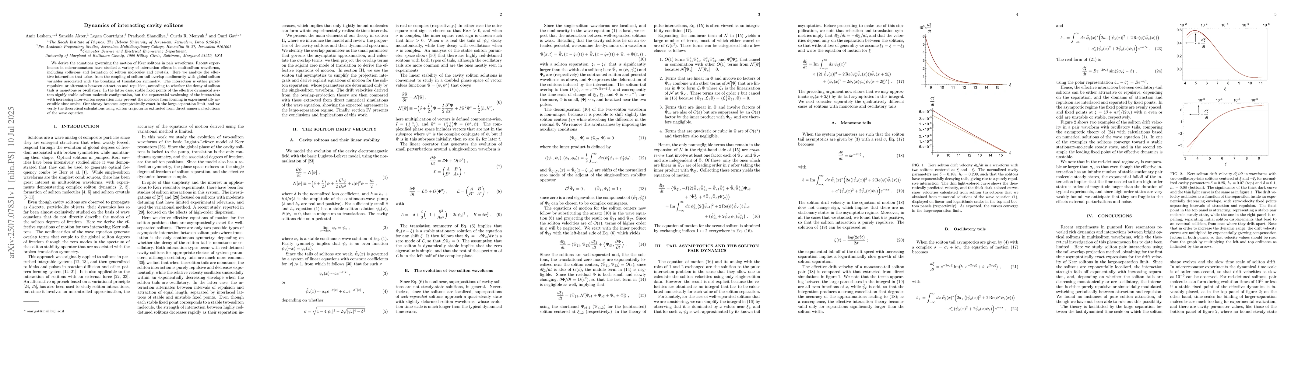 Thumbnail for Dynamics of interacting cavity solitons