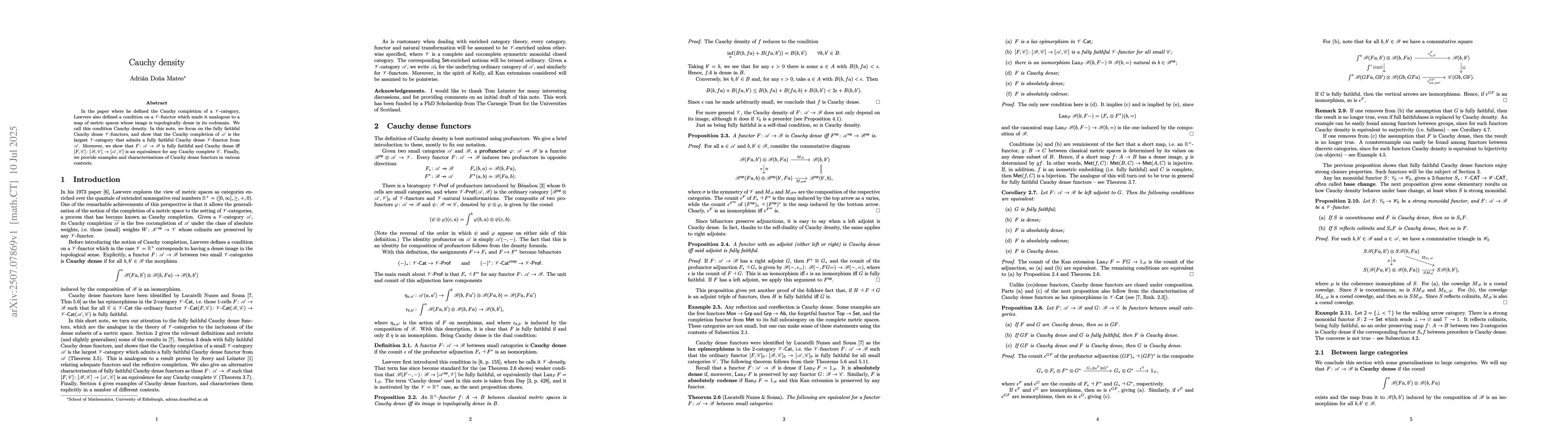 Thumbnail for Cauchy density