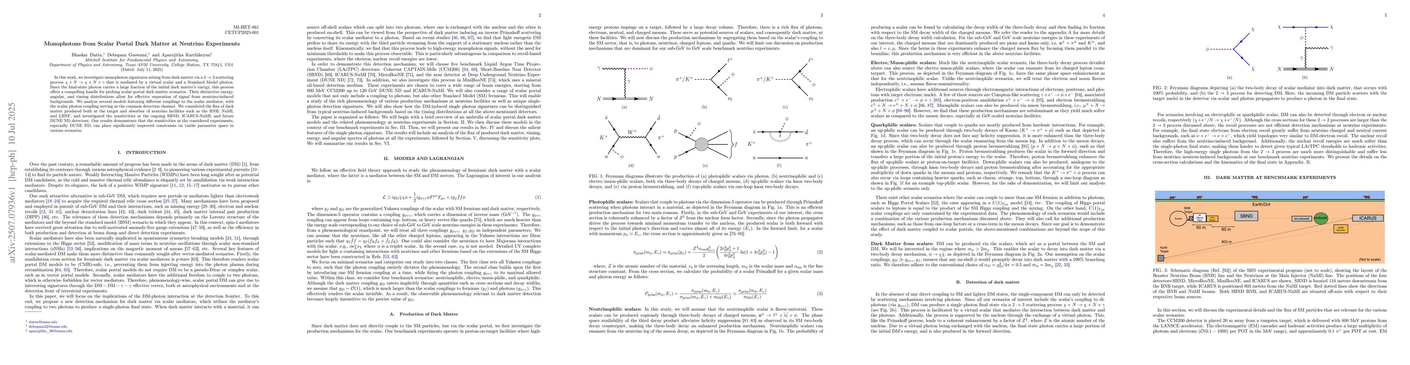Thumbnail for Monophotons from Scalar Portal Dark Matter at Neutrino Experiments
