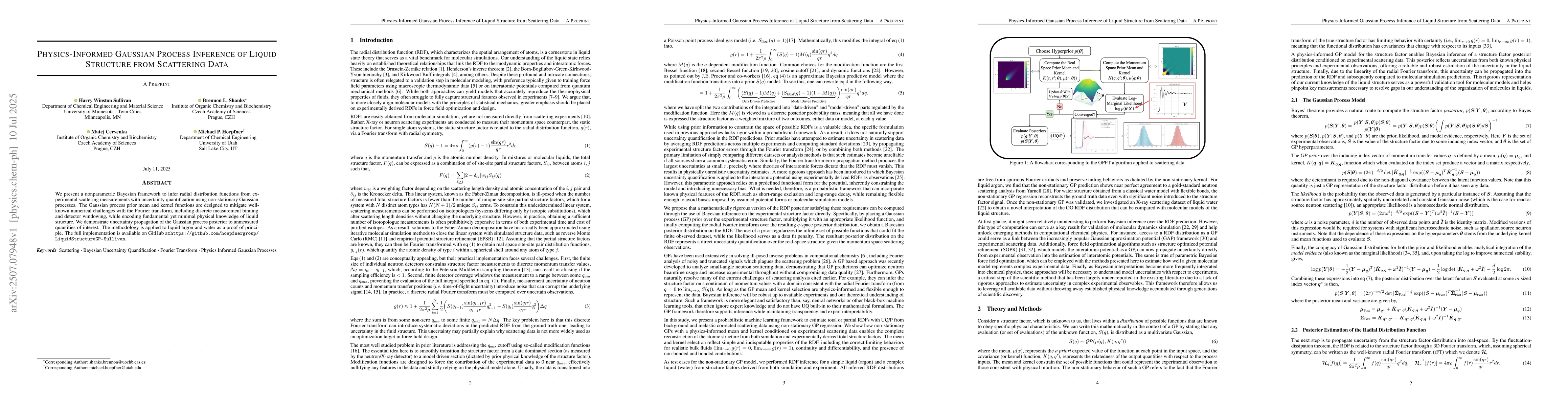 Thumbnail for Physics-Informed Gaussian Process Inference of Liquid Structure from
  Scattering Data