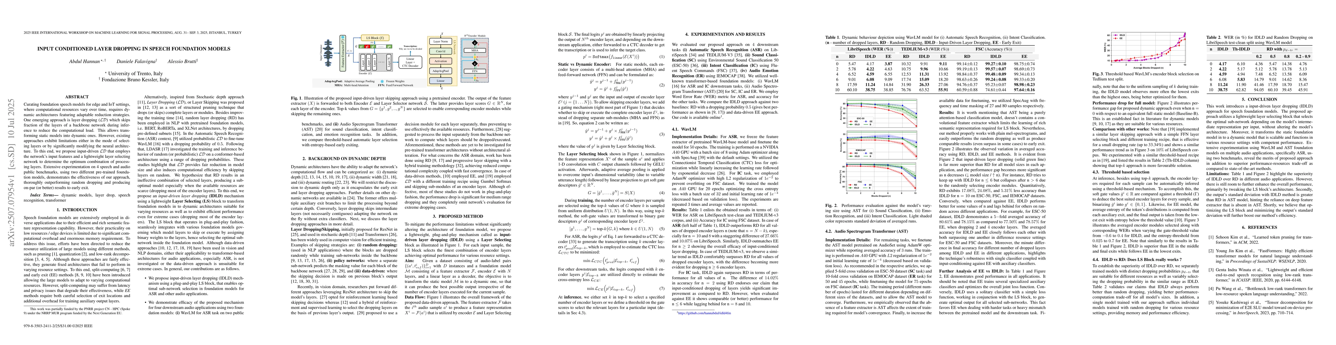 Thumbnail for Input Conditioned Layer Dropping in Speech Foundation Models