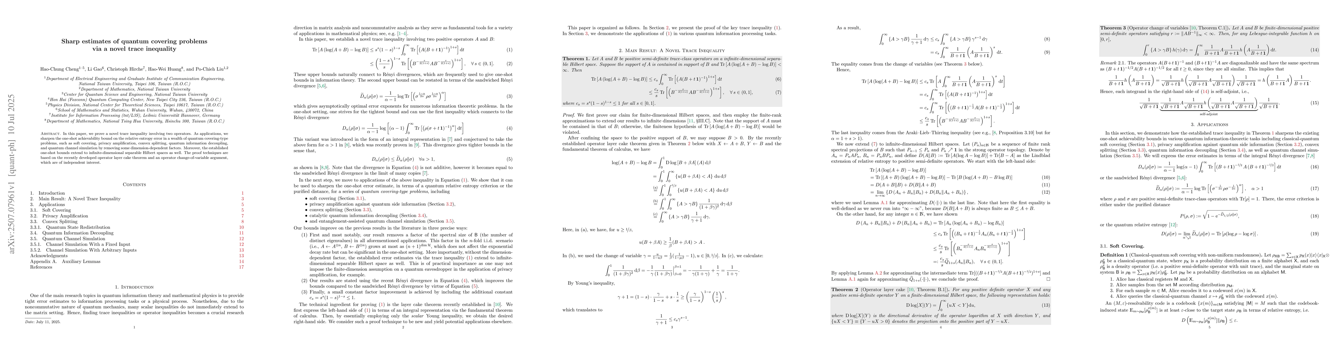 Thumbnail for Sharp estimates of quantum covering problems via a novel trace
  inequality