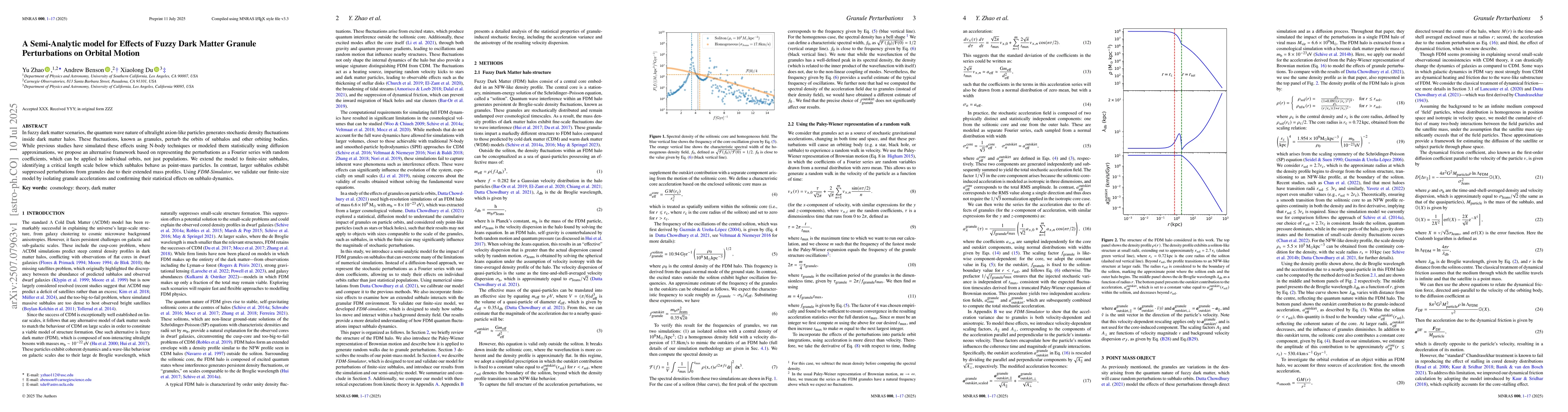 Thumbnail for A Semi-Analytic model for Effects of Fuzzy Dark Matter Granule
  Perturbations on Orbital Motion
