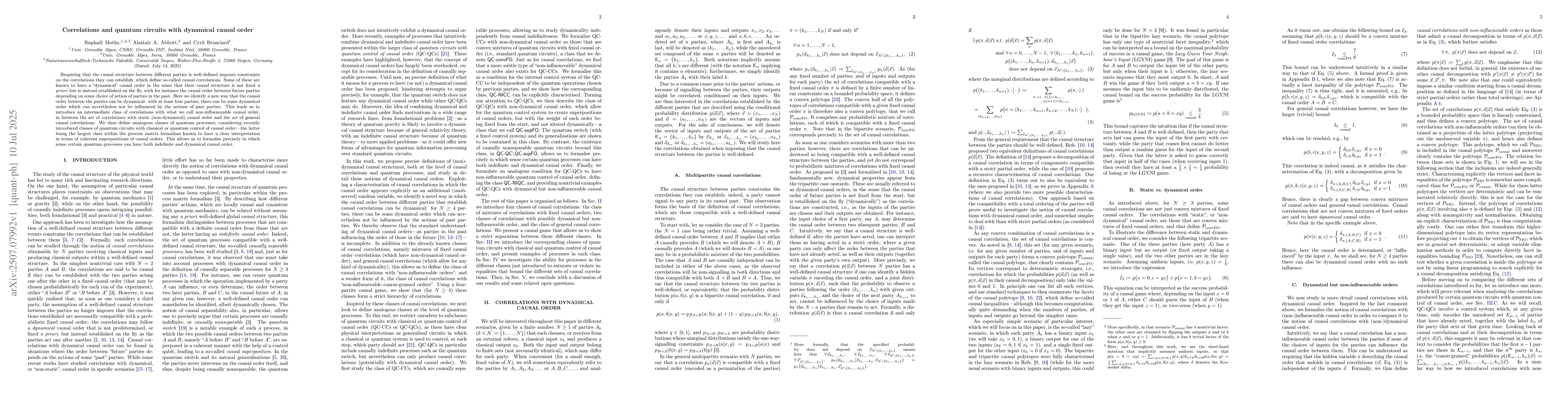 Thumbnail for Correlations and quantum circuits with dynamical causal order