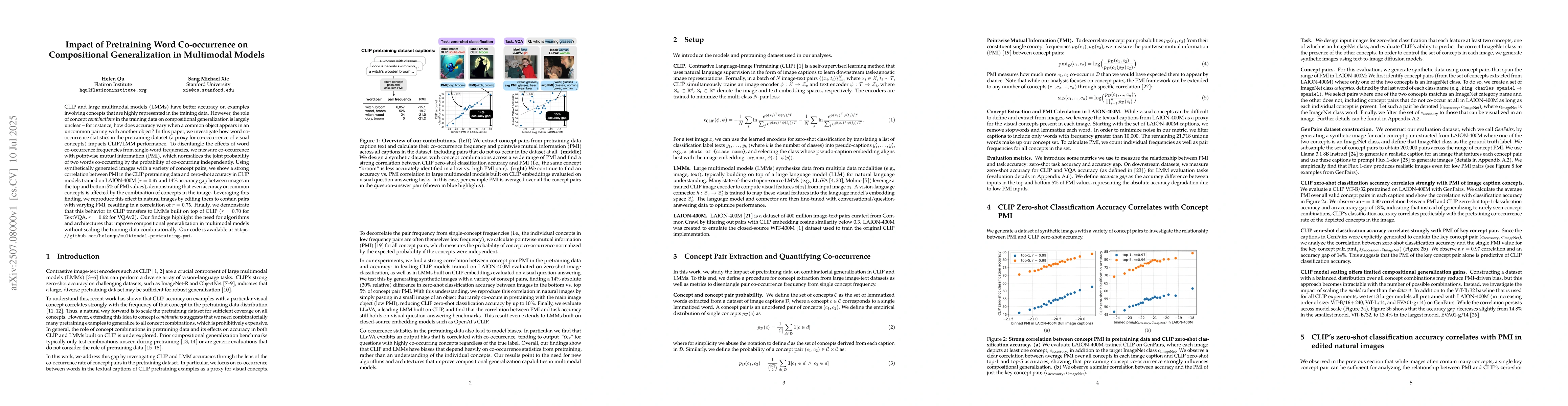 Thumbnail for Impact of Pretraining Word Co-occurrence on Compositional Generalization
  in Multimodal Models