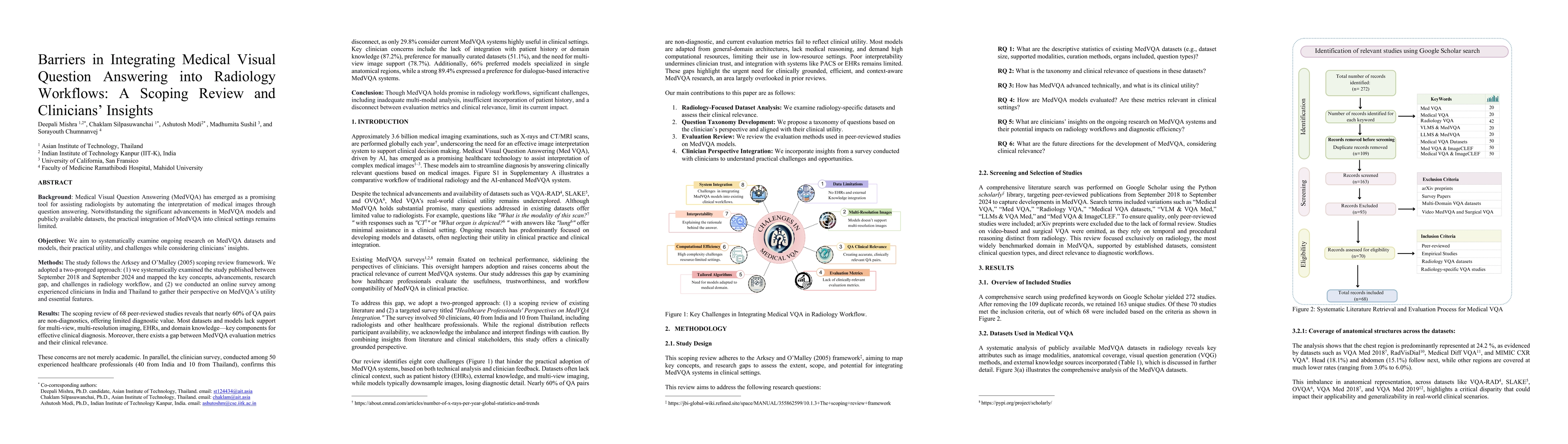 Thumbnail for Barriers in Integrating Medical Visual Question Answering into Radiology
  Workflows: A Scoping Review and Clinicians' Insights