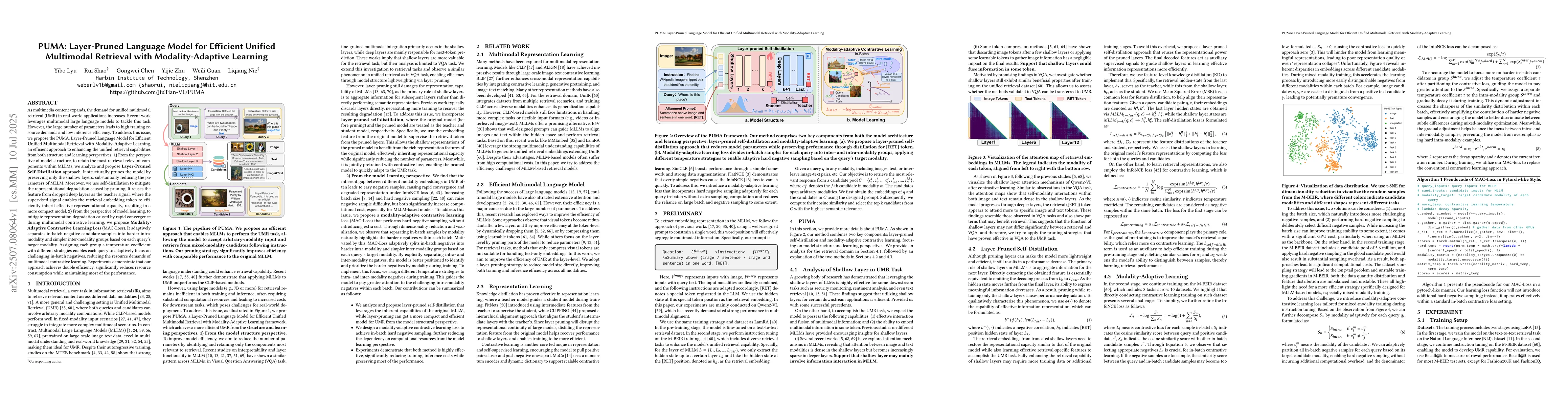 Thumbnail for PUMA: Layer-Pruned Language Model for Efficient Unified Multimodal
  Retrieval with Modality-Adaptive Learning