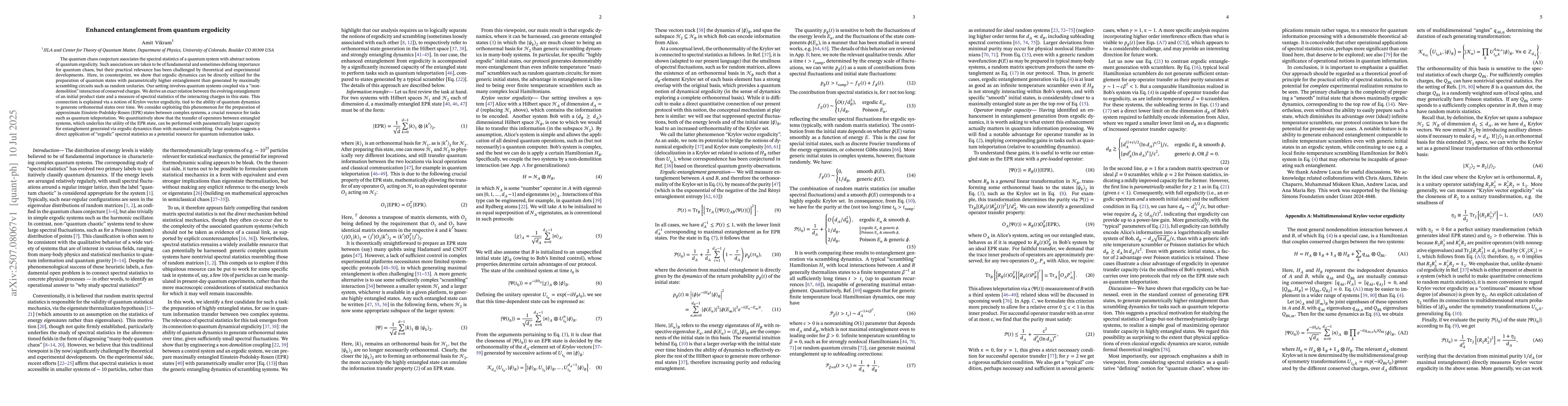 Thumbnail for Enhanced entanglement from quantum ergodicity