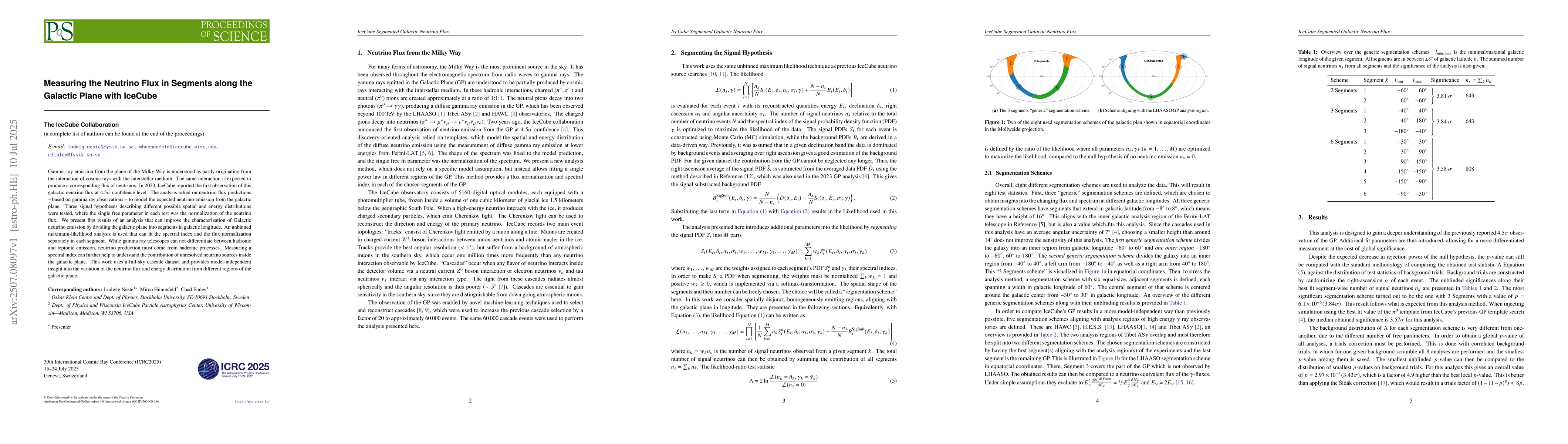 Thumbnail for Measuring the Neutrino Flux in Segments along the Galactic Plane with
  IceCube
