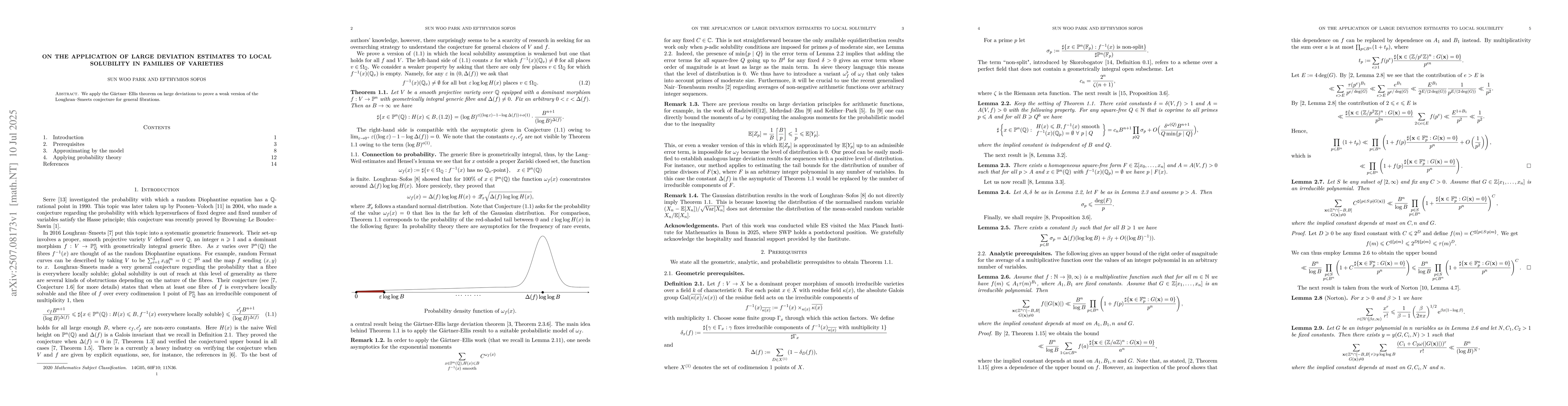 Thumbnail for On the application of large deviation estimates to local solubility in
  families of varieties