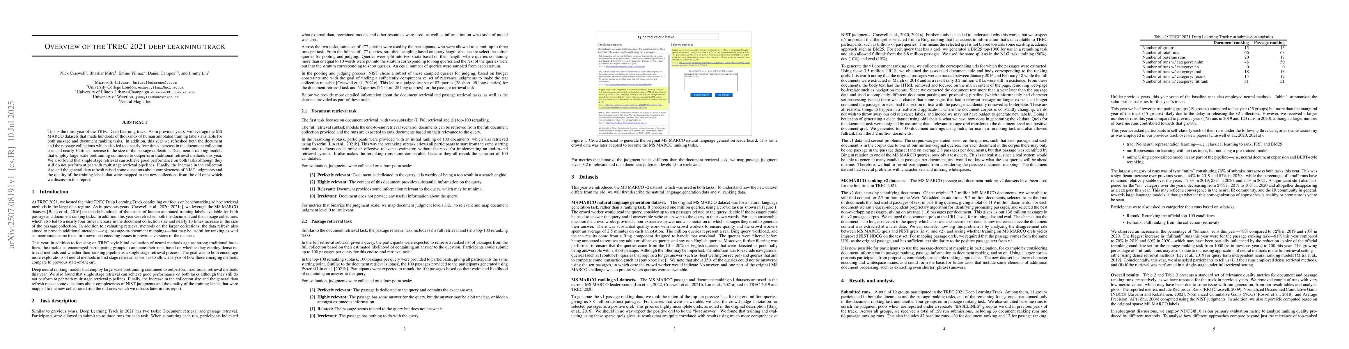 Thumbnail for Overview of the TREC 2021 deep learning track