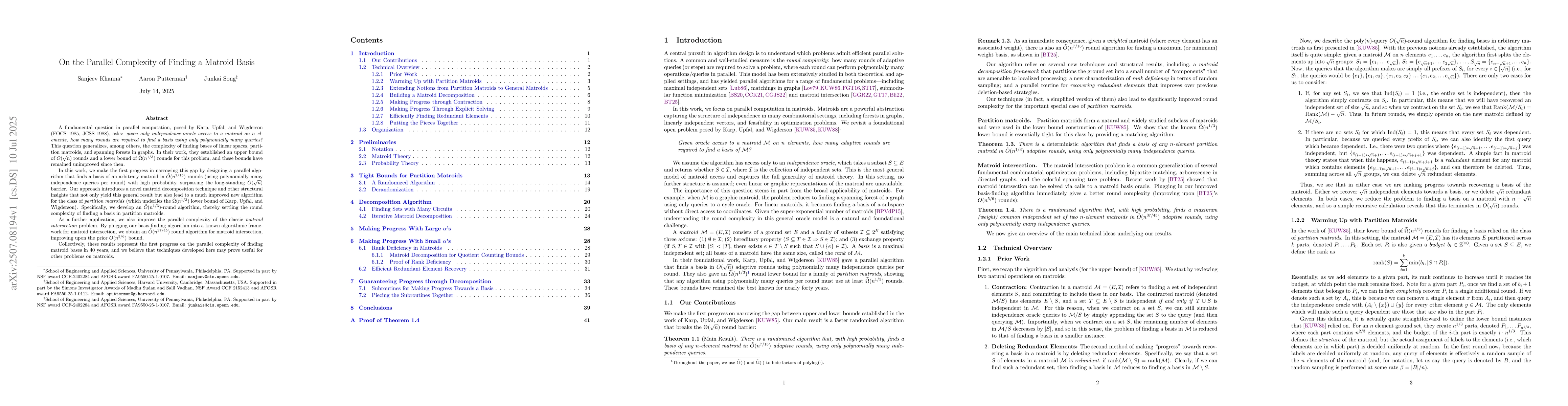 Thumbnail for On the Parallel Complexity of Finding a Matroid Basis