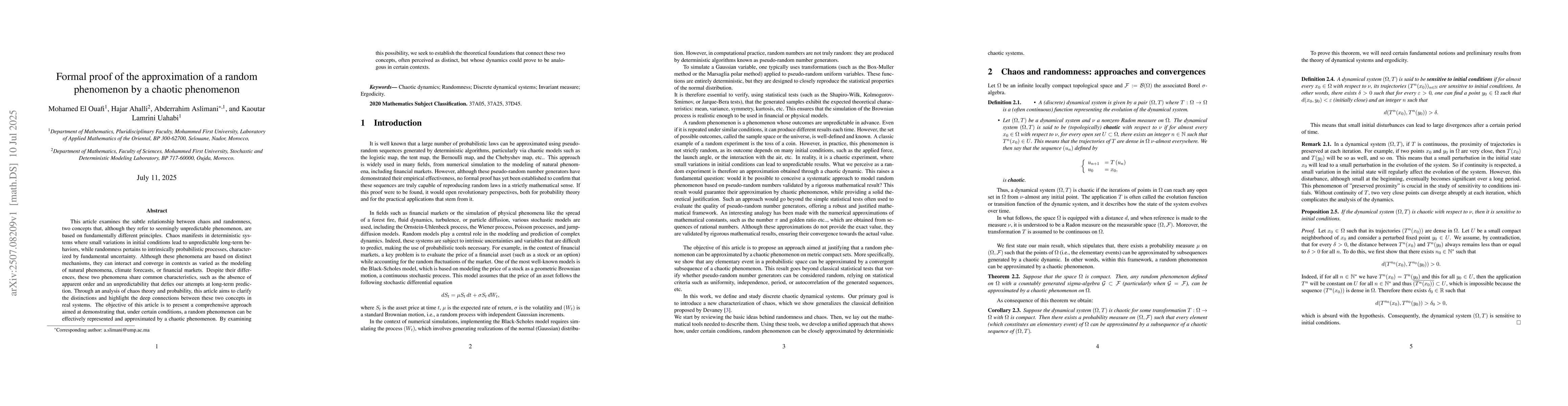 Thumbnail for Formal proof of the approximation of a random phenomenon by a chaotic
  phenomenon