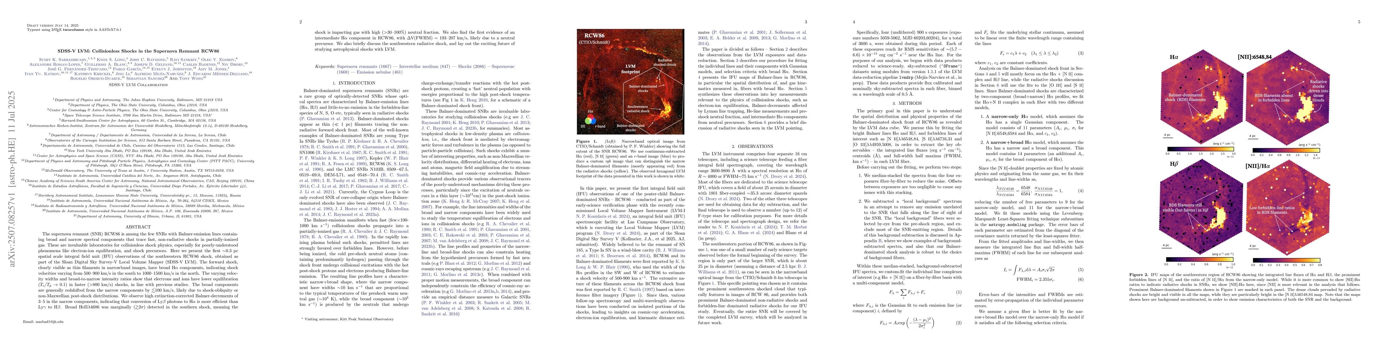 Thumbnail for SDSS-V LVM: Collisionless Shocks in the Supernova Remnant RCW86