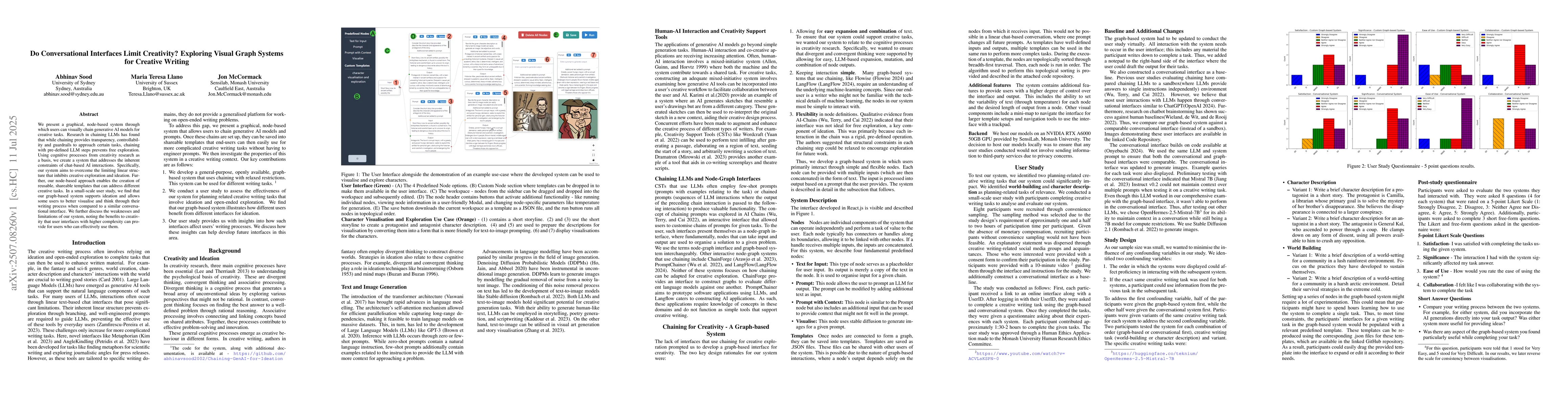 Thumbnail for Do Conversational Interfaces Limit Creativity? Exploring Visual Graph
  Systems for Creative Writing