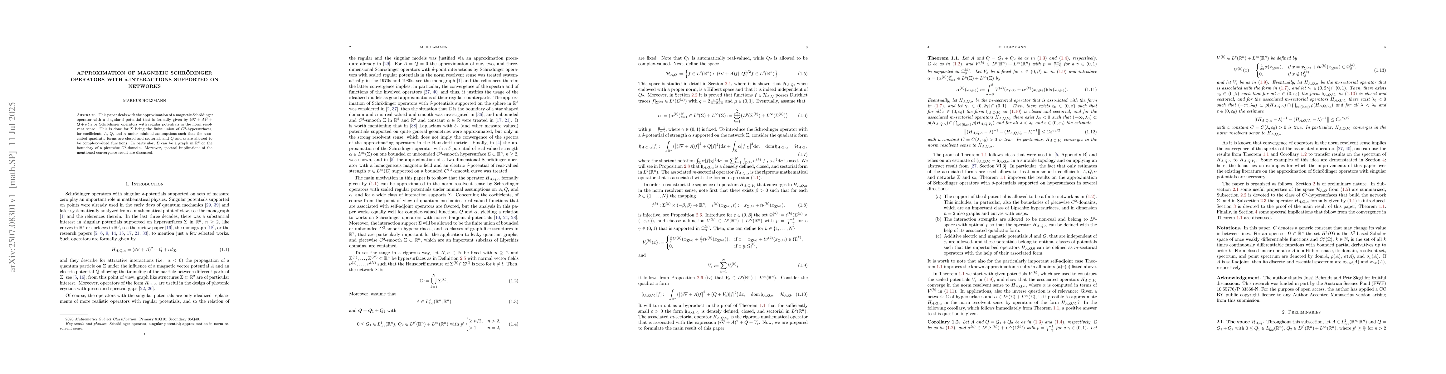 Thumbnail for Approximation of magnetic Schrödinger operators with
  $δ$-interactions supported on networks