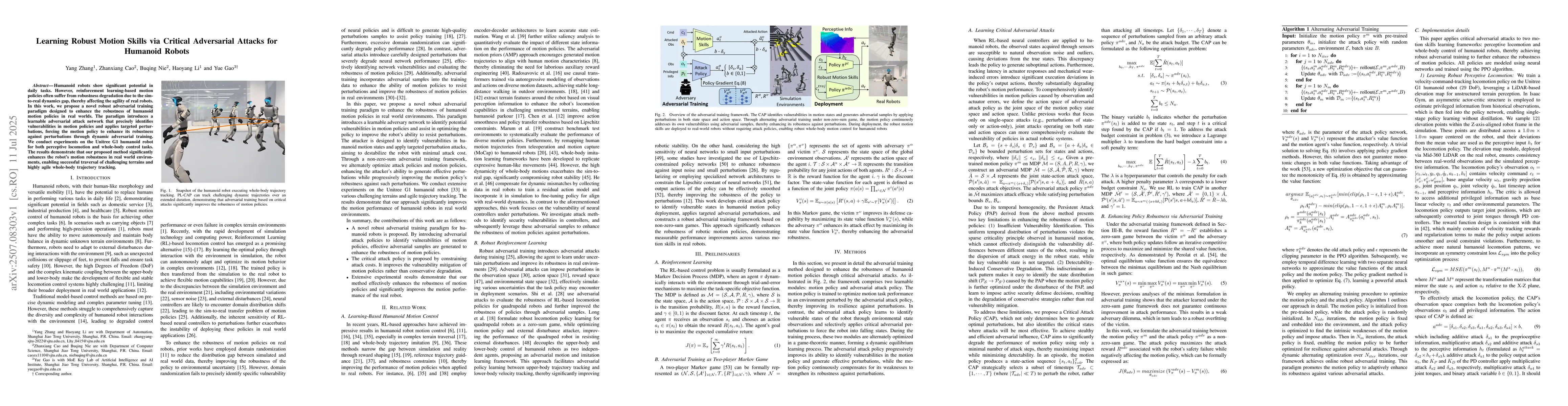 Thumbnail for Learning Robust Motion Skills via Critical Adversarial Attacks for
  Humanoid Robots