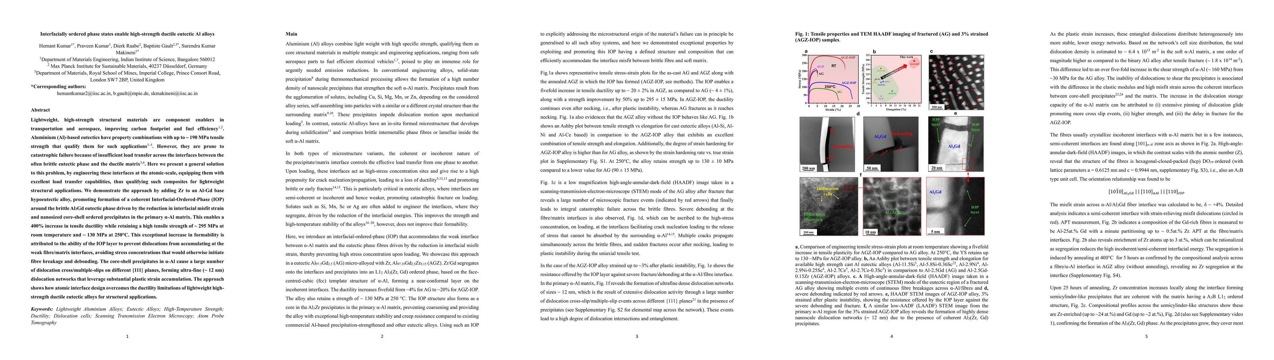 Thumbnail for Interfacially ordered phase states enable high-strength ductile eutectic
  Al alloys