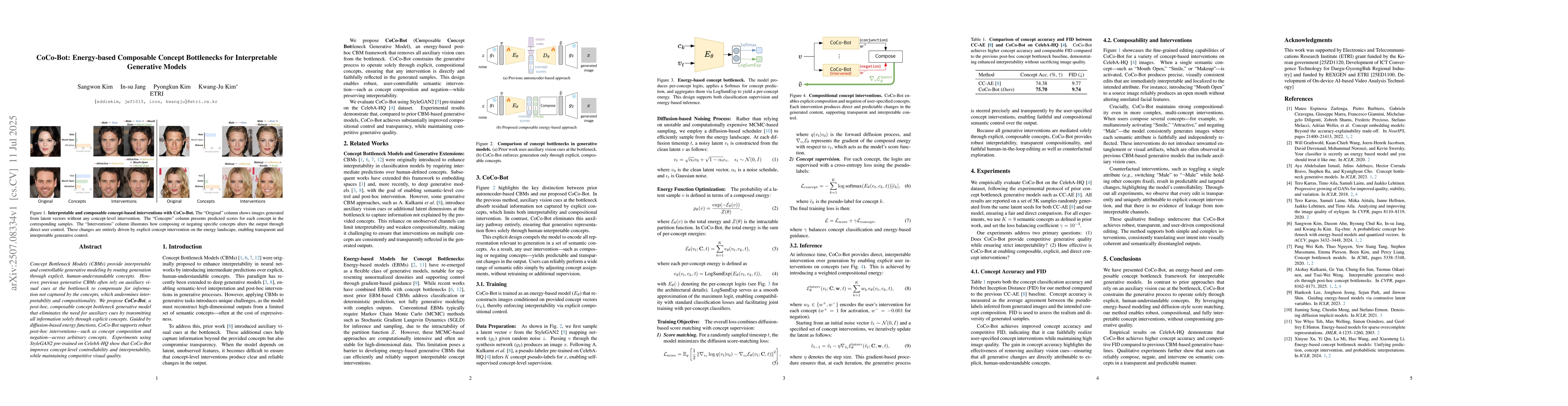 Thumbnail for CoCo-Bot: Energy-based Composable Concept Bottlenecks for Interpretable
  Generative Models