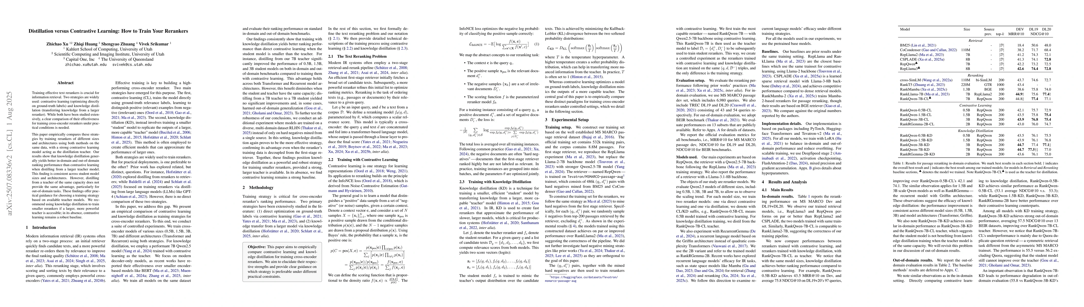 Thumbnail for Distillation versus Contrastive Learning: How to Train Your Rerankers
