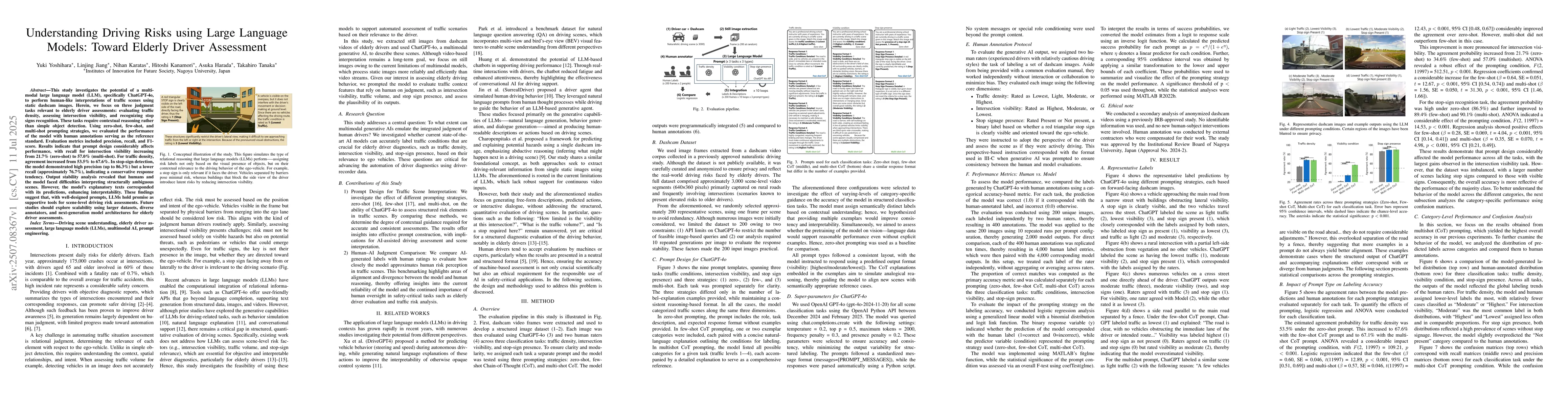 Thumbnail for Understanding Driving Risks using Large Language Models: Toward Elderly
  Driver Assessment