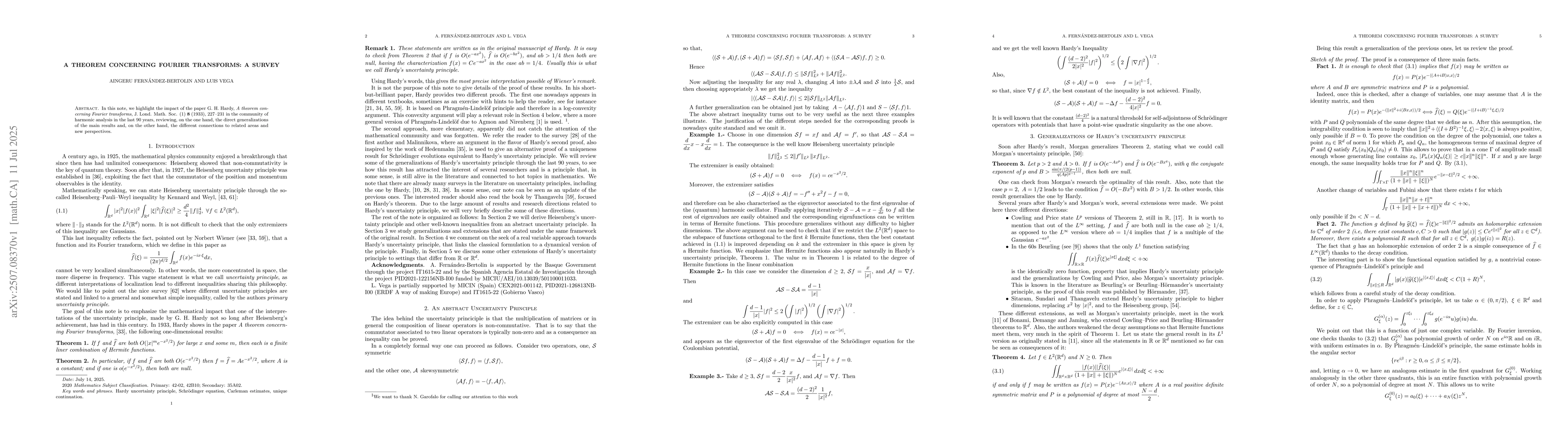 Thumbnail for A theorem concerning Fourier transforms: A survey