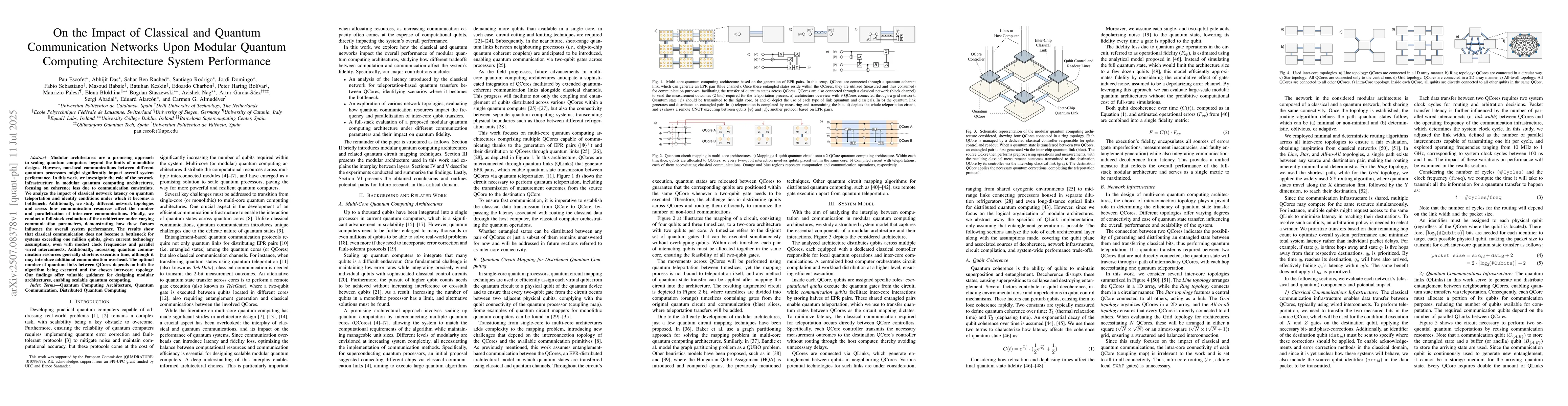 Thumbnail for On the Impact of Classical and Quantum Communication Networks Upon
  Modular Quantum Computing Architecture System Performance