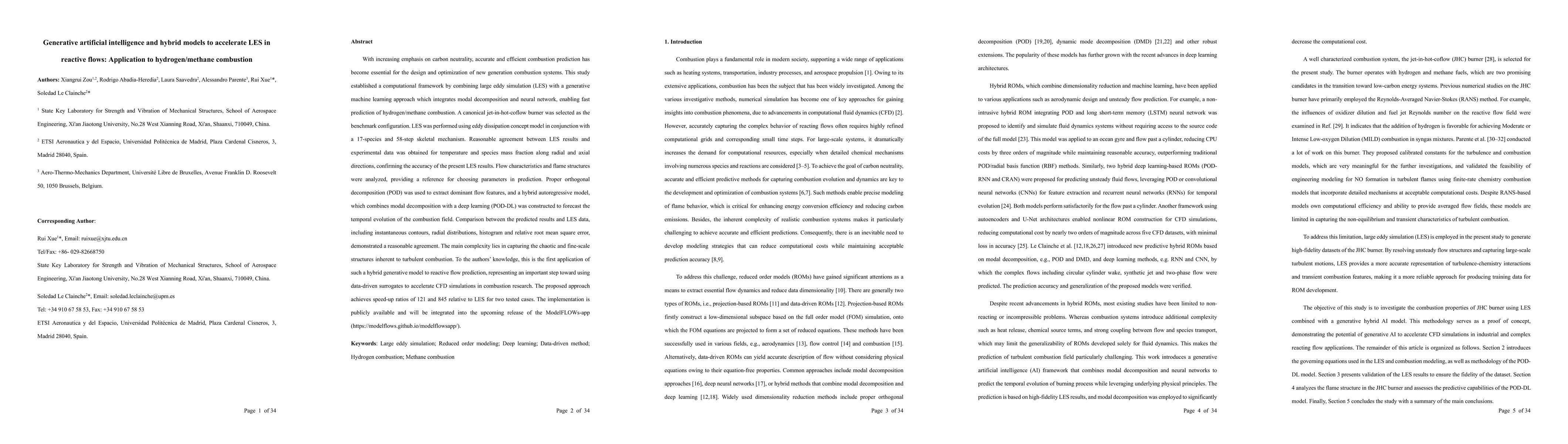 Thumbnail for Generative artificial intelligence and hybrid models to accelerate LES
  in reactive flows: Application to hydrogen/methane combustion