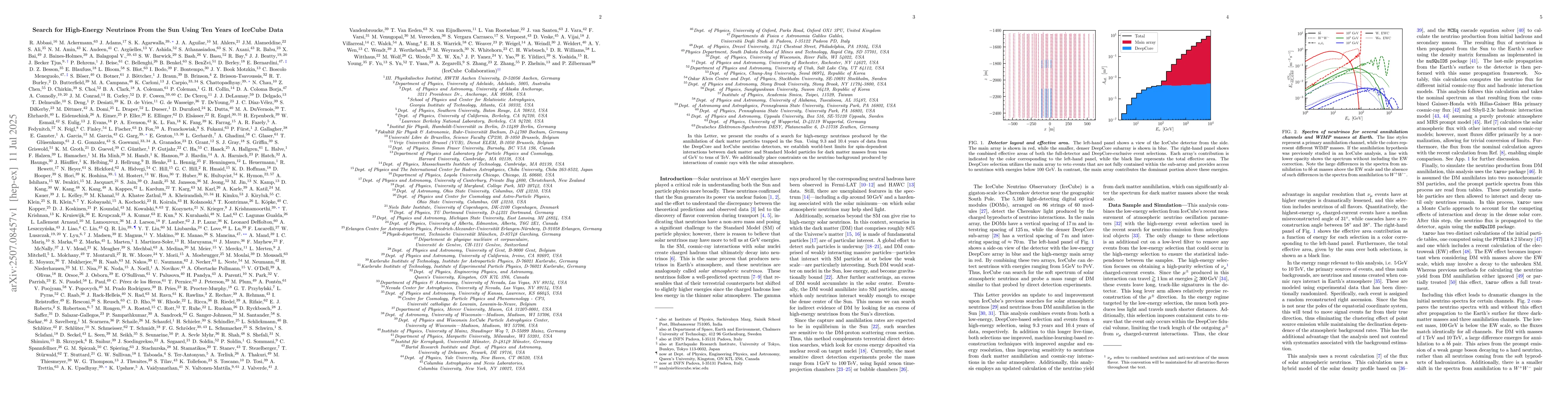 Thumbnail for Search for High-Energy Neutrinos From the Sun Using Ten Years of IceCube
  Data